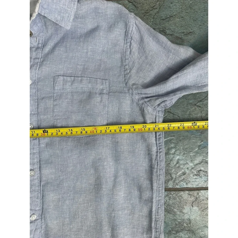Panama Jack 100% Linen Shirt Men's M Blue Long Sleeve Collared Button Up Beach